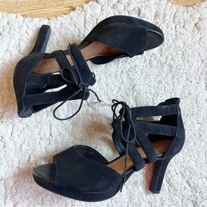 Clarks Artisian: Mayra Eliie Platform Open Toed Tie Pumps Size 10